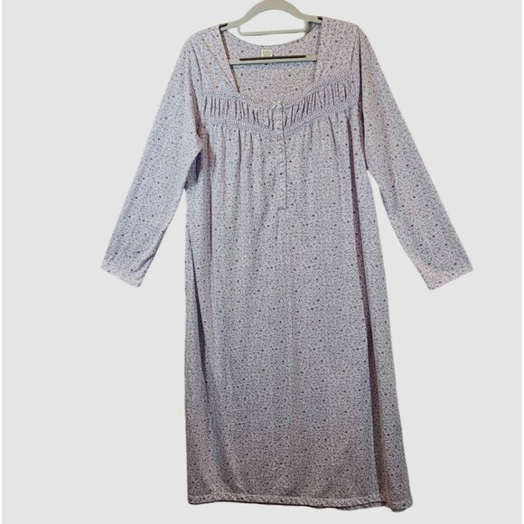 Croft & Barrow granny Nightgown Womens M  Lace Floral gather button jersey retro - Picture 1 of 13
